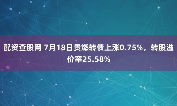配资查股网 7月18日贵燃转债上涨0.75%，转股溢价率25.58%