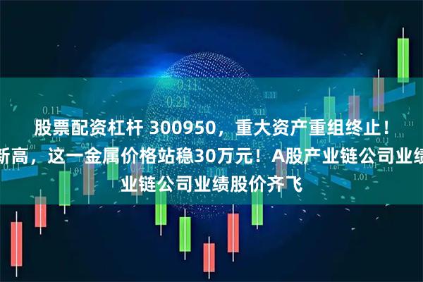 股票配资杠杆 300950，重大资产重组终止！创三年半新高，这一金属价格站稳30万元！A股产业链公司业绩股价齐飞
